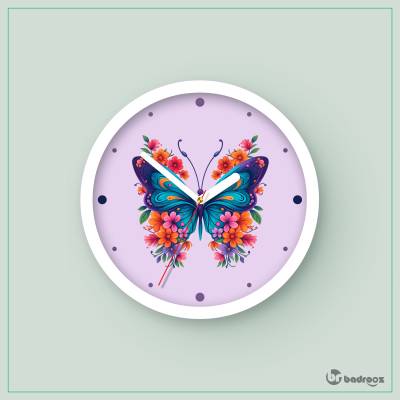 ساعت دیواری  پروانه آبرنگی فانتزی