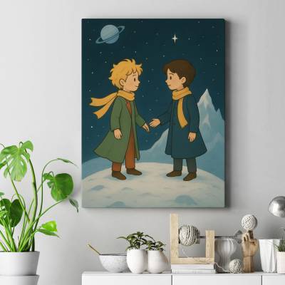 تابلو کنواس (بوم) ملاقات شازده کوچولو با شازده یخی