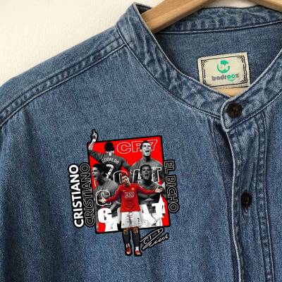 پچ حرارتی (برچسب لباس) تیشرت طرح فوتبالی CR7 – مدل GOAT مخصوص طرفداران فوتبال