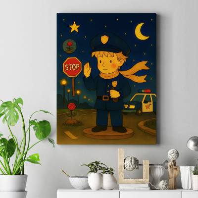 تابلو کنواس (بوم) شازده کوچولو در لباس پلیس