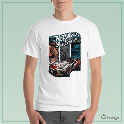 تی شرت مردانه Hot Wheels مشکی طرح ماشین اسپرت