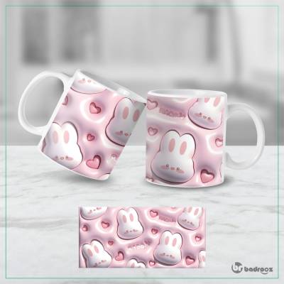 ماگ  خرگوش صورتی کیوت ۳D پفکی - لیوان فانتزی Rabbit دخترانه