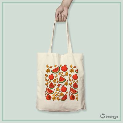 کیف خرید کتان (توت بگ) پترن هندونه و انار