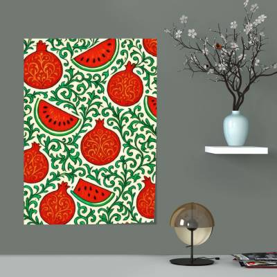 پوستر سیلک پترن انار و هندونه سنتی