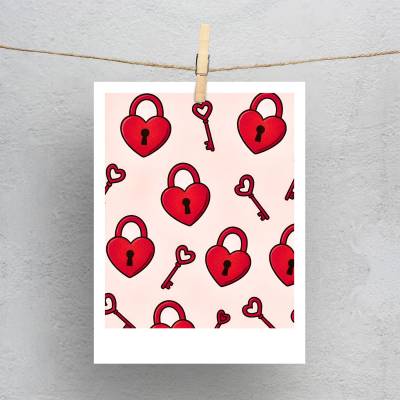 پولاروید(فتوکارت)  پترن قفل و کلید قلبی