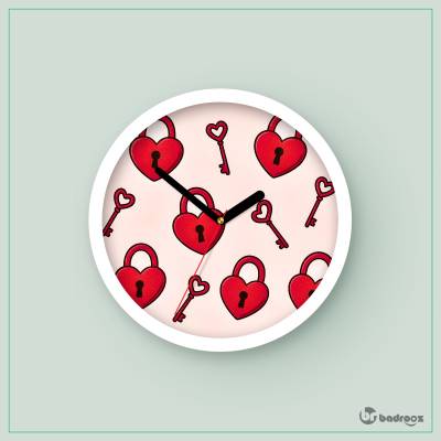 ساعت دیواری   پترن قفل و کلید قلبی