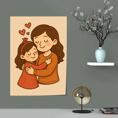 پوستر سیلک آغوش مادر و دختر