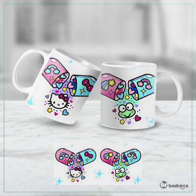 ماگ   سانریو کپسول جادویی هلو کیتی و دوستان – طرح رنگین‌کمانی پاستلی