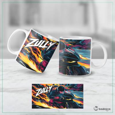 ماگ  موتورسوار ویلی آتشین Wild Ride – طرح هنری شعله‌دار خفن