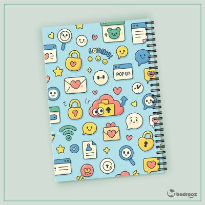 دفتر یادداشت  پترن آیکون‌های دنیای آنلاین