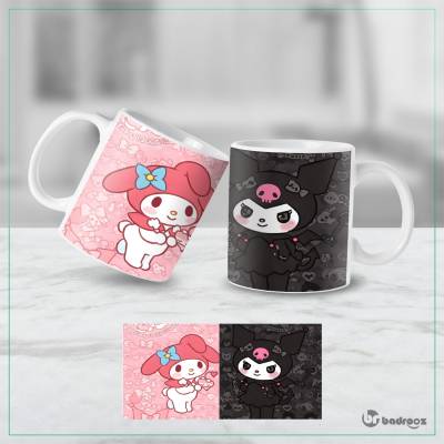 ماگ  مای ملودی و کرومی دوگانه صورتی مشکی – طرح بهترین رقیبان سانریو 