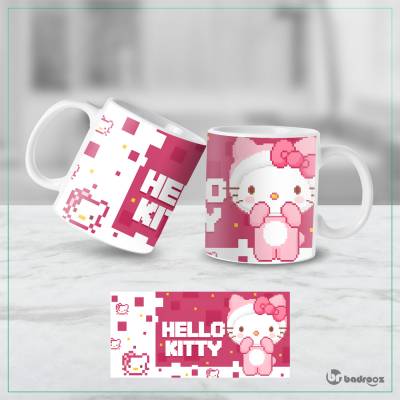 ماگ   هلو کیتی پیکسلی صورتی – طرح گیمینگ 8-bit Hello Kitty   