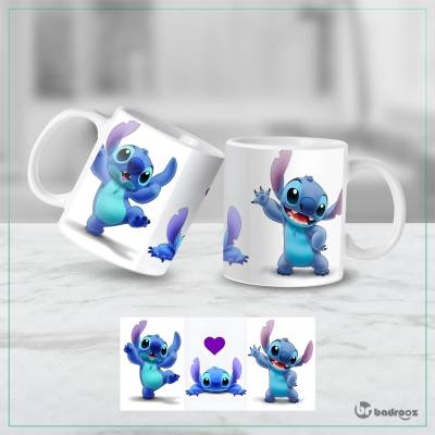 ماگ  استیچ طرح کیوت با قلب بنفش | لیوان لیلو و استیچ دیزنی