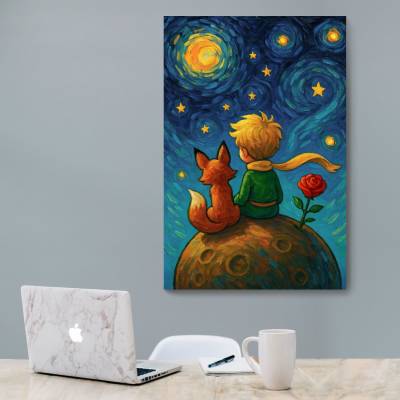 شاسی  شازده کوچولو و روباه در شب پرستاره