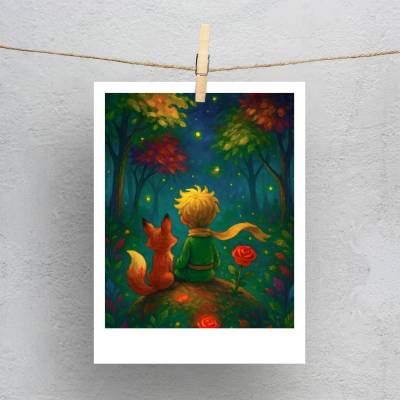 پولاروید(فتوکارت) شازده کوچولو و روباه در جنگل فانتزی