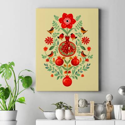 تابلو کنواس (بوم) انار با نقوش اسلیمی