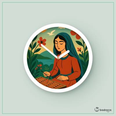 ساعت دیواری  دختر ایرانی در حال سنتور نوازی 