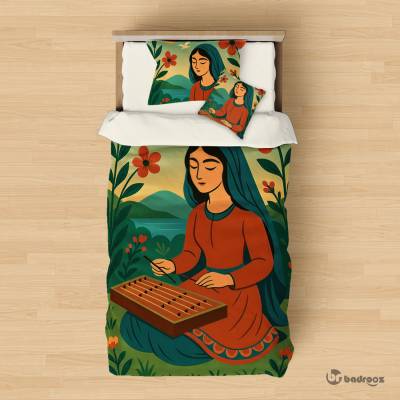 روتختی یک نفره دختر ایرانی در حال سنتور نوازی 