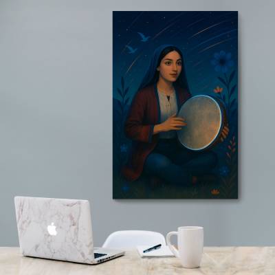 شاسی  دختر جوان دف زن