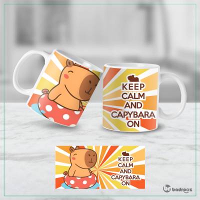 ماگ  کاپیبارا طرح کیوت تابستانی با حلقه شنا | لیوان کارتونی کپی بارا