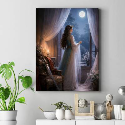 تابلو کنواس (بوم) تهمینه زیر نور ماه