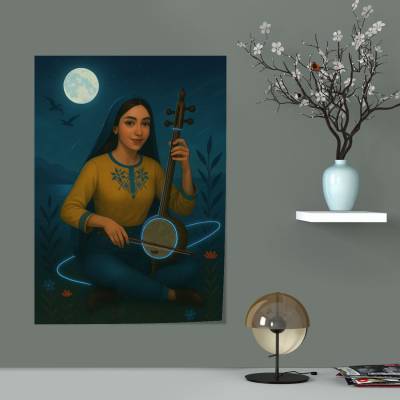 پوستر   دختر ایرانی با کمانچه