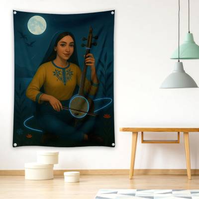 دراپ بنر  دختر ایرانی با کمانچه