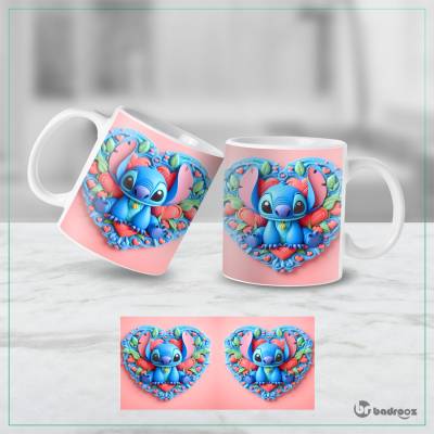 ماگ   استیچ قلبی سه بعدی –  دیزنی با طراحی کیوت و رمانتیک