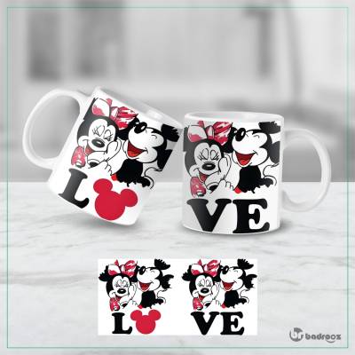 ماگ  میکی و مینی LOVE – ترند رمانتیک دیزنی با طراحی کیوت بوسه و قلب قرمز