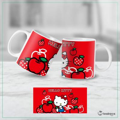 ماگ  هلو کیتی با طرح سیب قرمز - لیوان فانتزی و جذاب Hello Kitty