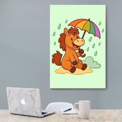 شاسی  اسب کارتونی با چتر رنگی