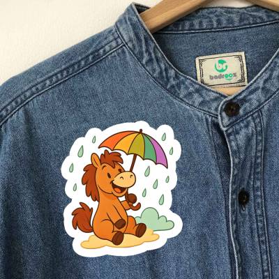 پچ حرارتی (برچسب لباس) اسب کارتونی با چتر رنگی