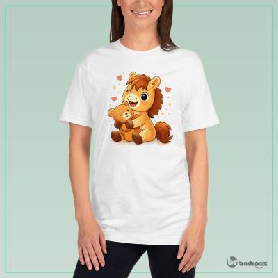 تی شرت زنانه اسب کارتونی و تدی