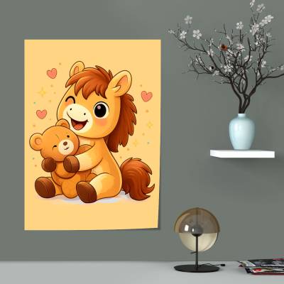 پوستر  اسب کارتونی و تدی