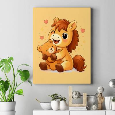 تابلو کنواس (بوم) اسب کارتونی و تدی