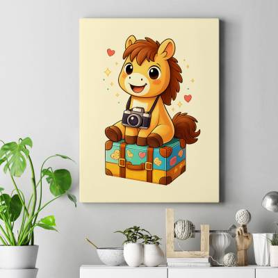 تابلو کنواس (بوم)  اسب عکاس کارتونی