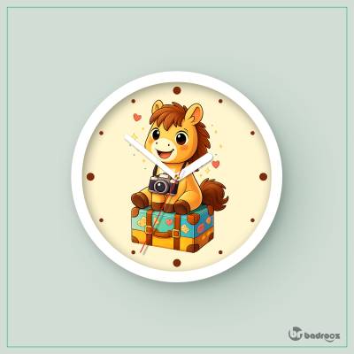 ساعت دیواری   اسب عکاس کارتونی
