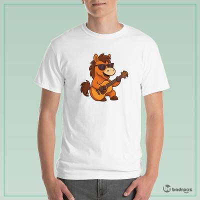 تی شرت مردانه اسب کارتونی گیتاریست