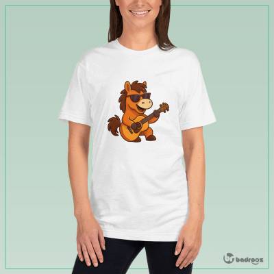 تی شرت زنانه اسب کارتونی گیتاریست