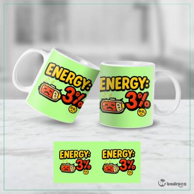 ماگ  تایپوگرافی کارتونی 3٪ انرژی