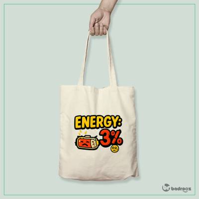 کیف خرید کتان (توت بگ) تایپوگرافی کارتونی 3٪ انرژی