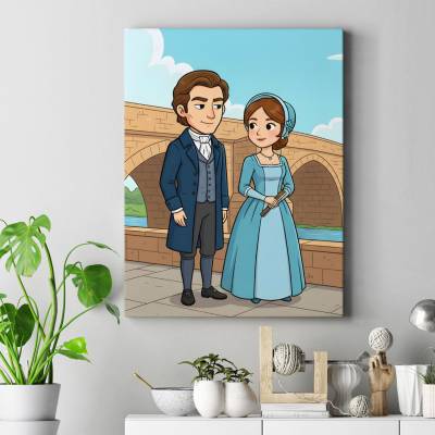 تابلو کنواس (بوم) آقای دارسی و الیزابت در سی و سه پل