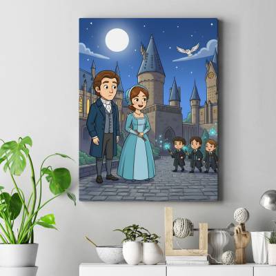 تابلو کنواس (بوم) الیزابت و آقای دارسی در هاگوارتز