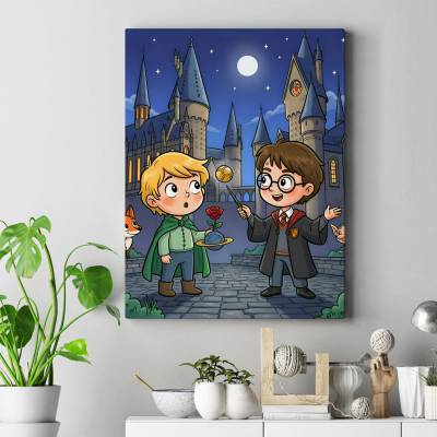 تابلو کنواس (بوم) شازده کوچولو و هری پاتر در هاگواترز