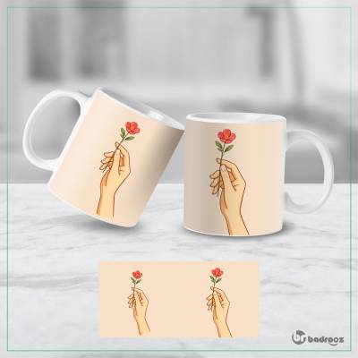 ماگ  دست و شاخه گل 