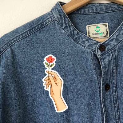 پچ حرارتی (برچسب لباس) دست و شاخه گل 