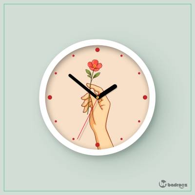 ساعت دیواری  دست و شاخه گل 