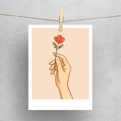 پولاروید(فتوکارت) دست و شاخه گل 