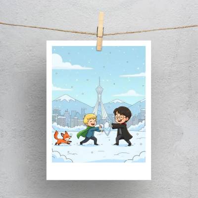 پولاروید(فتوکارت) برف بازی هری پاتر و شازده کوچولو