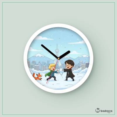 ساعت دیواری  برف بازی هری پاتر و شازده کوچولو
